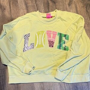 QUEEN OF SPARKLES Hot Pink Brand Label Crewneck Accent